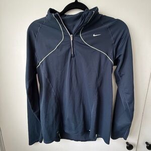 Nike FitDry Navy Half Zip Hoodie – Lightweight Running Layer, Women’s M